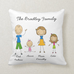 Customised Family Stick Figure Pillow