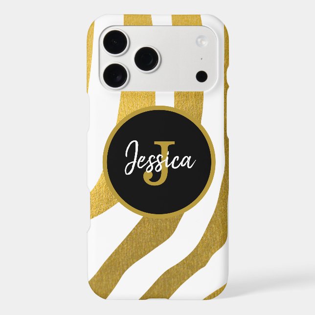 Customised Faux Gold Zebra Print Stripes Pattern (Back)