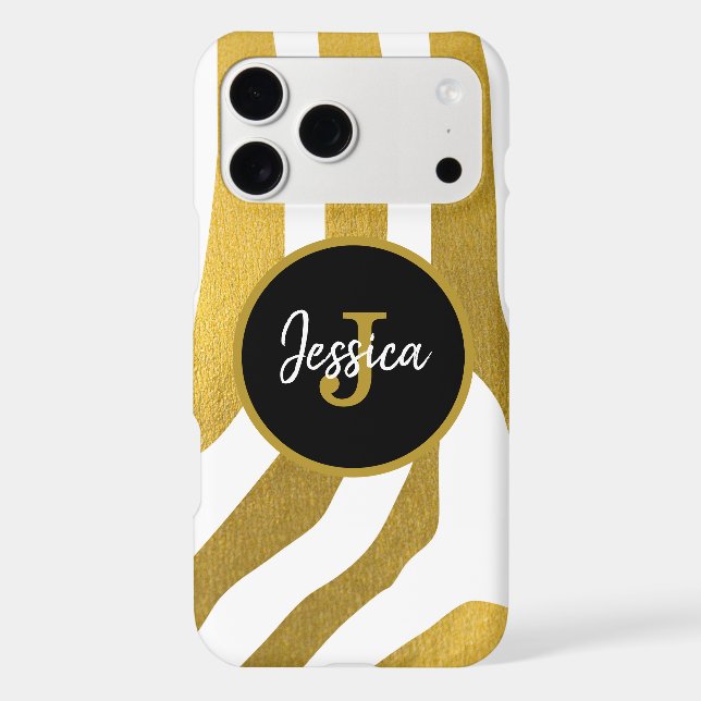Customised Faux Gold Zebra Print Stripes Pattern (Back)