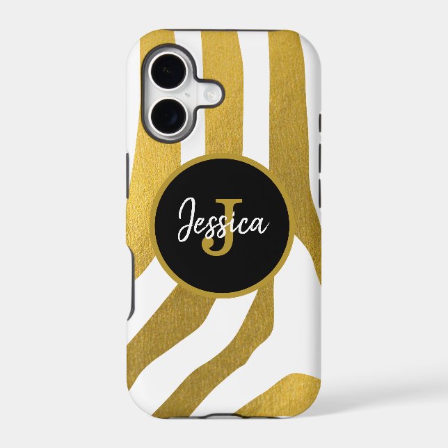 Customised Faux Gold Zebra Print Stripes Pattern (Back)