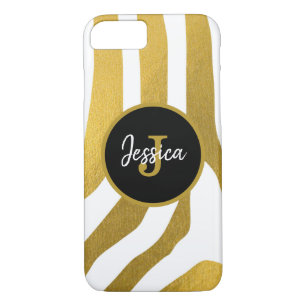 Customised Faux Gold Zebra Print Stripes Pattern iPhone 8/7 Case