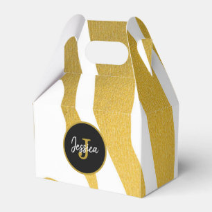 Customised Faux Gold Zebra Print Stripes Pattern Favour Box