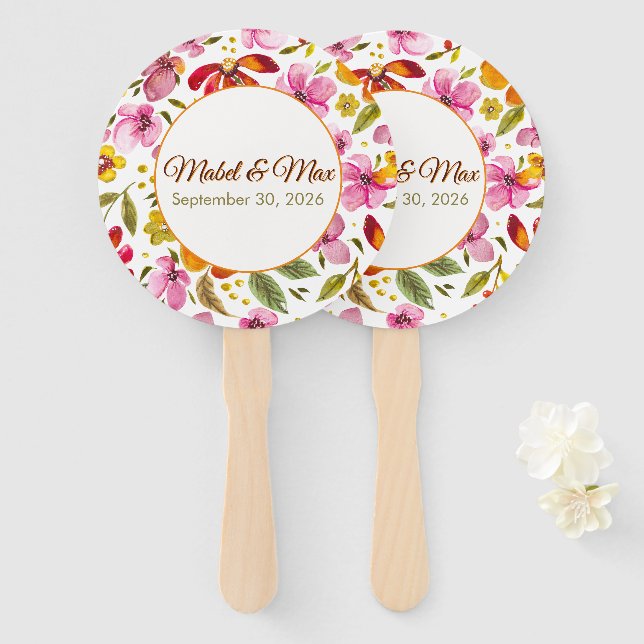 Customised Finally Spring Watercolor Floral  Hand Fan (Front and Back)