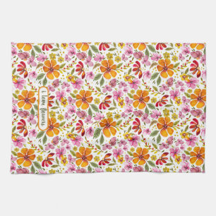 Customised Finally Spring Watercolor Floral Tea Towel