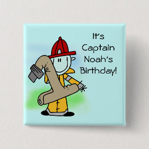 Customised Firefighter 1st Birthday Button