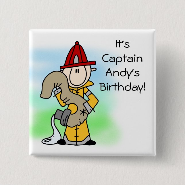 Customised Firefighter 3rd Birthday Button (Front)