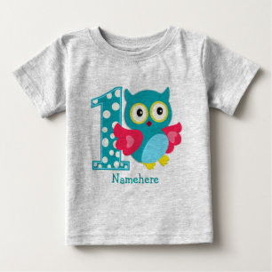 Customised First Birthday Owl Baby T-Shirt