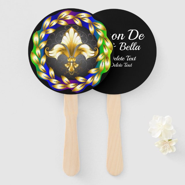 Customised Fleur de Lis Fan (Front and Back)