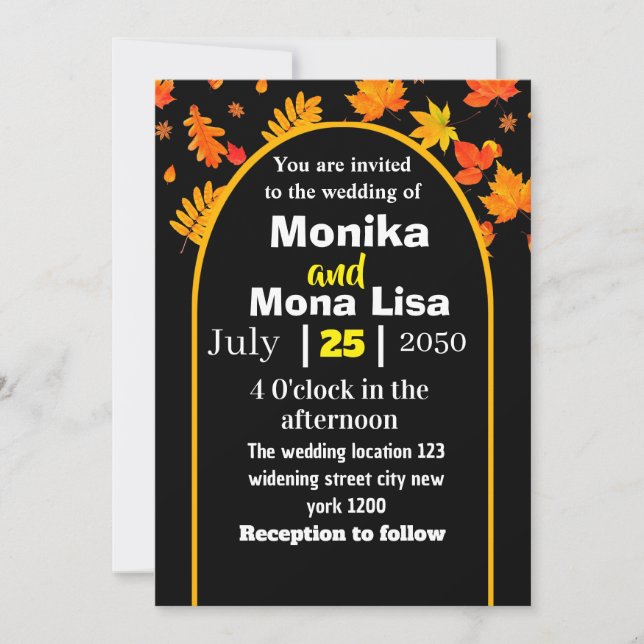 Customised floral widening  invitation (Front)