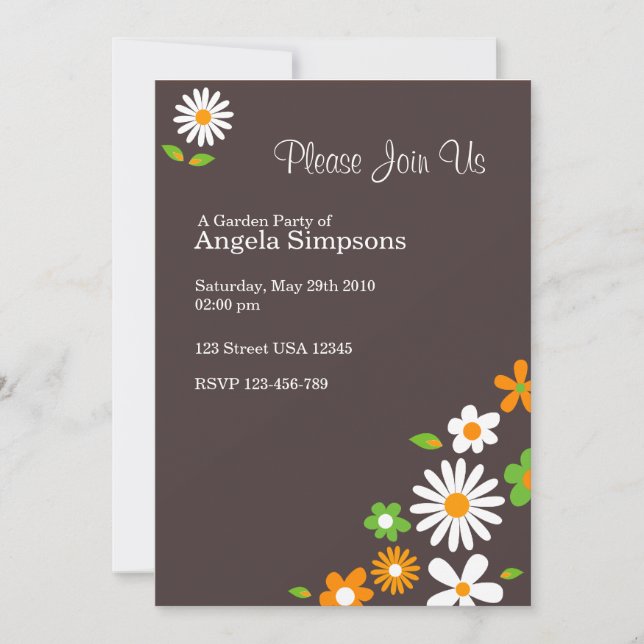 Customised*Flowery Brown Invitations (Front)