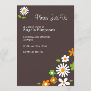 Customised*Flowery Brown Invitations
