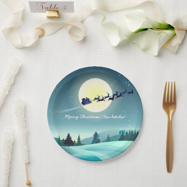 Customised Flying Sleigh Cartoon Paper Plate (Wedding)