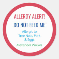 Customised Food Allergy Alert Personalised Kids