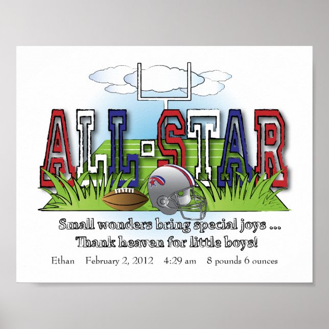 Customised Football All-Star Boys Room Wall Art (Front)