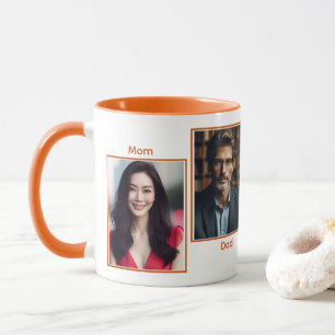 Customised Four Photo Family Simple Collage Orange Mug