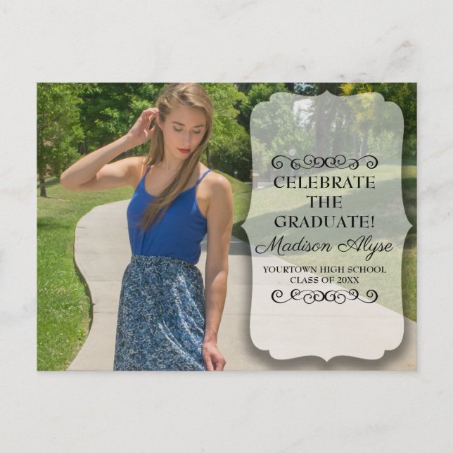 Customised Full Photo Graduation Party Invitation Postcard (Front)