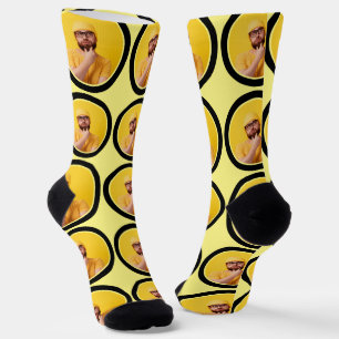 Customised Funny Face Photo Light Yellow Custom Socks