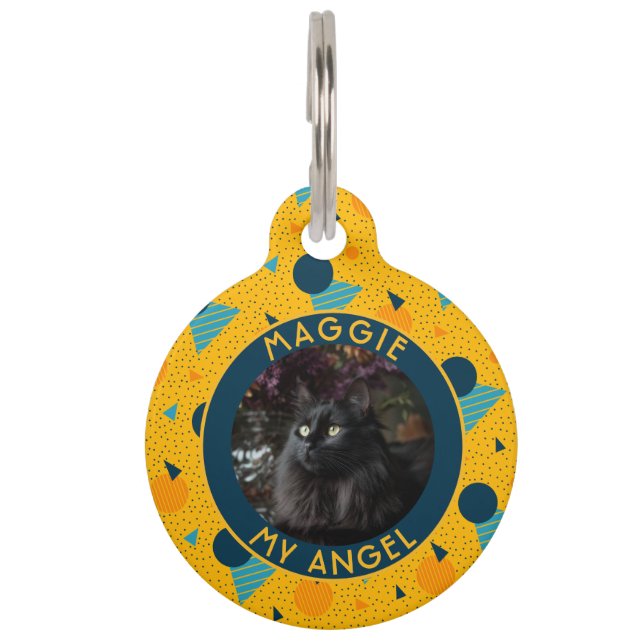Customised Fur Mum Gift Memphis Pattern Pet Tag (Front)