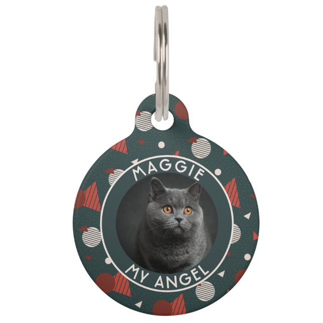 Customised Fur Parent Gift Memphis Print Pet Tag (Front)