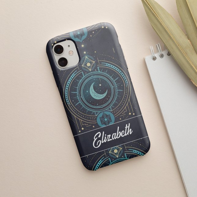 Customised Gift Crescent Moon And Stars Celestial Case-Mate iPhone Case (Creator Uploaded)