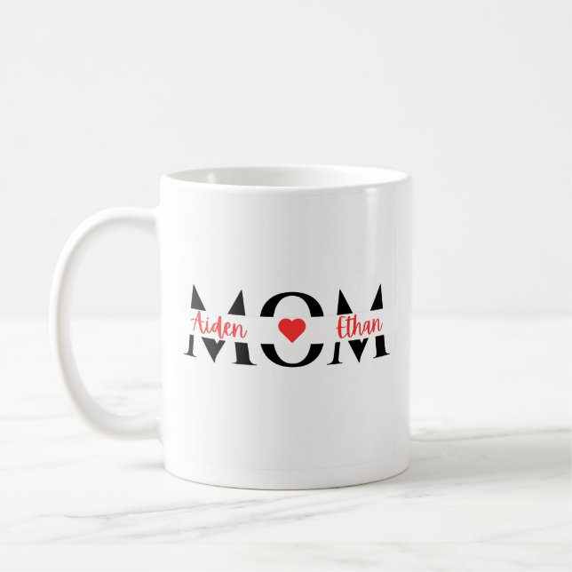 customised gift mum kids names parent personalised coffee mug (Left)