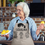 Customised Gift With Grandkid's Names Grandma Bear Apron<br><div class="desc">Looking for a personalised apron for your grandma? Look no further than our selection of greige rustic bear kitchen aprons! These aprons are perfect for cooking up a storm in the kitchen, and they make a great gift for grandma too. Whether she's baking cookies or grilling burgers, our aprons will...</div>