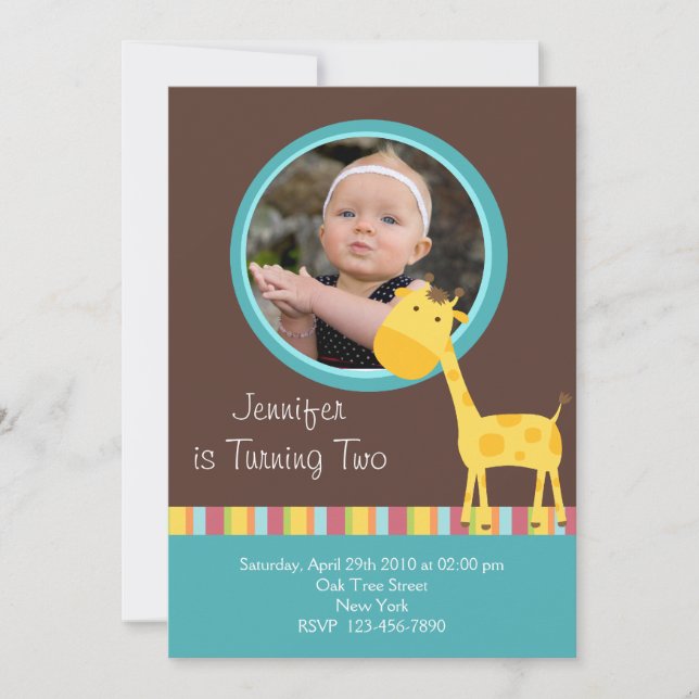 Customised*Giraffe Invitation Card (Front)