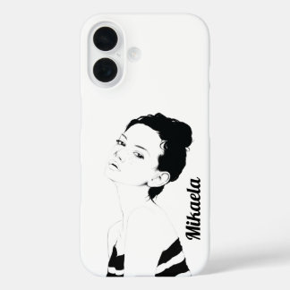 Customised girl illustration iPhone 16 case