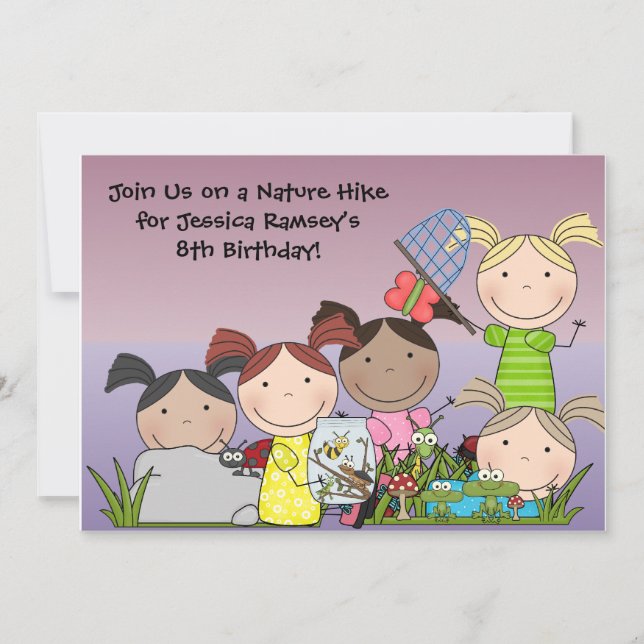 Customised Girls Nature Hike Birthday Invitation (Front)