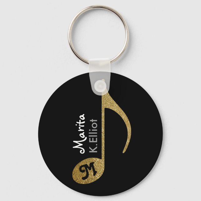 customised girly musical note key ring (Front)