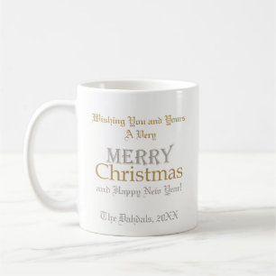 Customised Gold and Silver Merry Christmas Mug