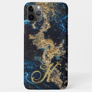 Customised Gold Blue MARBLE Phone Case Initial Pro iPhone 11 Pro Max Case