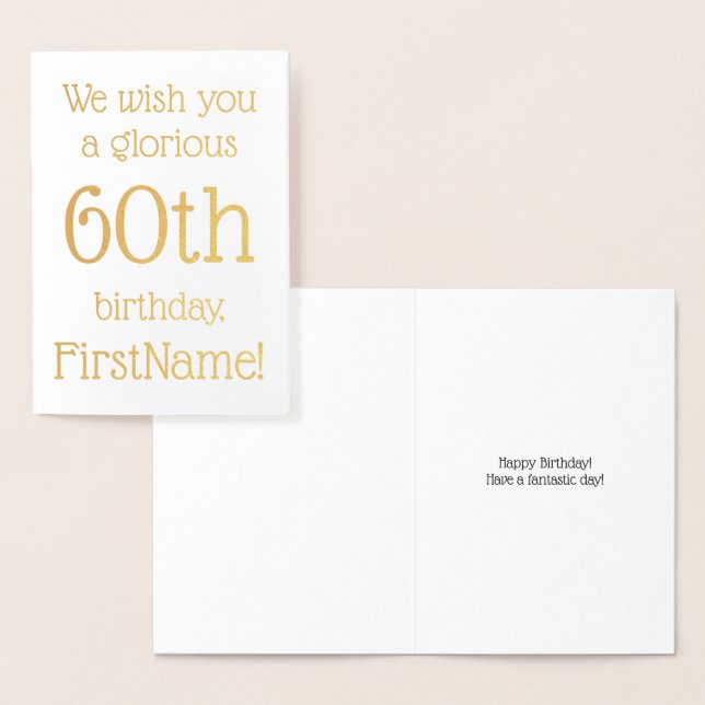 Customised Gold Foil 60th Birthday Greeting Card (Display)