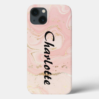 Customised Gold Pink Marble  iPhone 13 Case