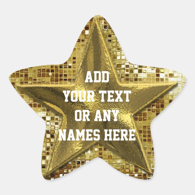 Customised Gold Star On Gold Sequins Star Sticker (Front)