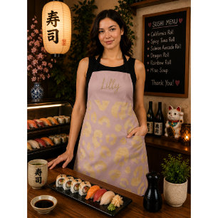 Customised Golden Metallic Pink Cheetah Print Apro Apron