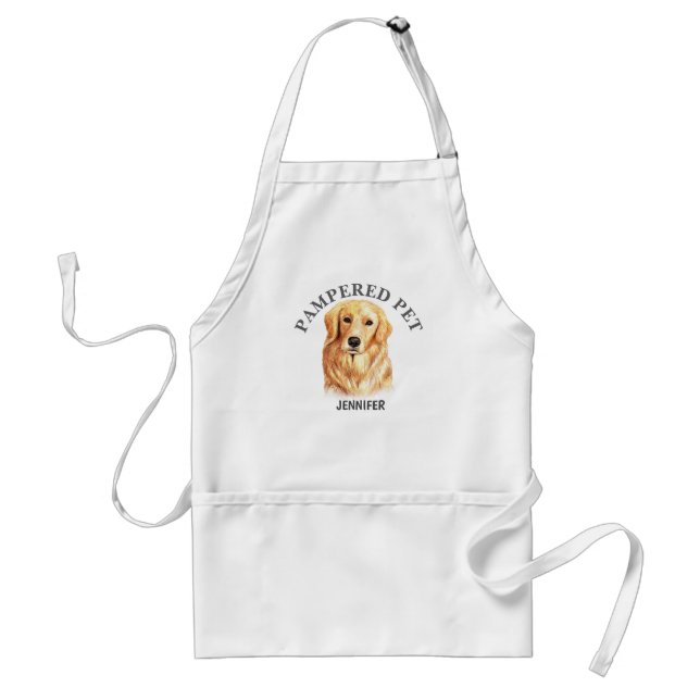 Customised Golden Retriever Pet Groomer Apron (Front)