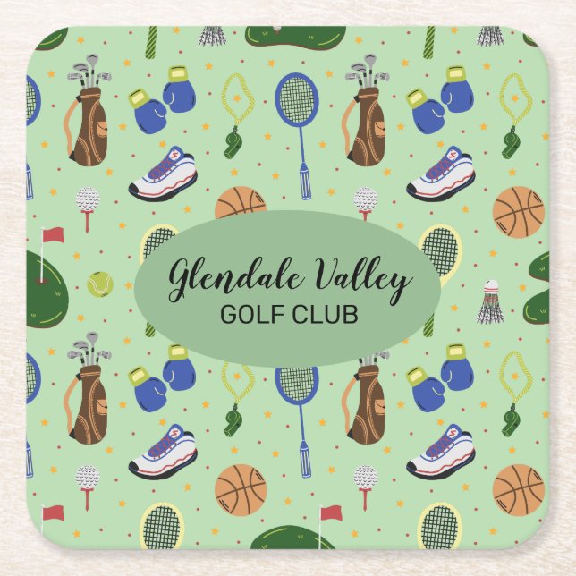 Customised Golf Theme Square Paper Coaster (Front)