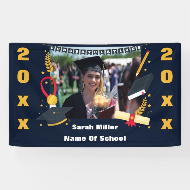 customised graduation 2023 with name and Photo Banner (Horizontal)