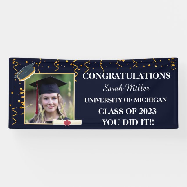 customised graduation 2025 with name and Photo Banner (Horizontal)