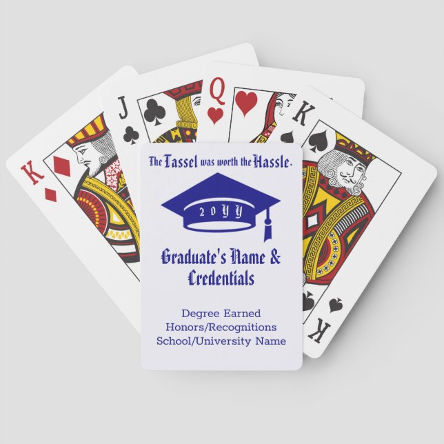 Customised Graduation Name Class Tassel Dark Blue Playing Cards (Back)