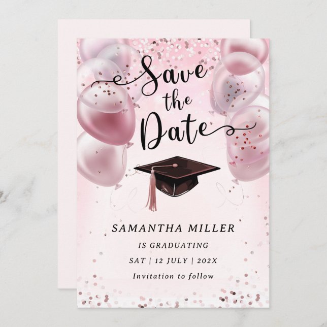 Customised Graduation Party Save the Date Invitation (Front/Back)