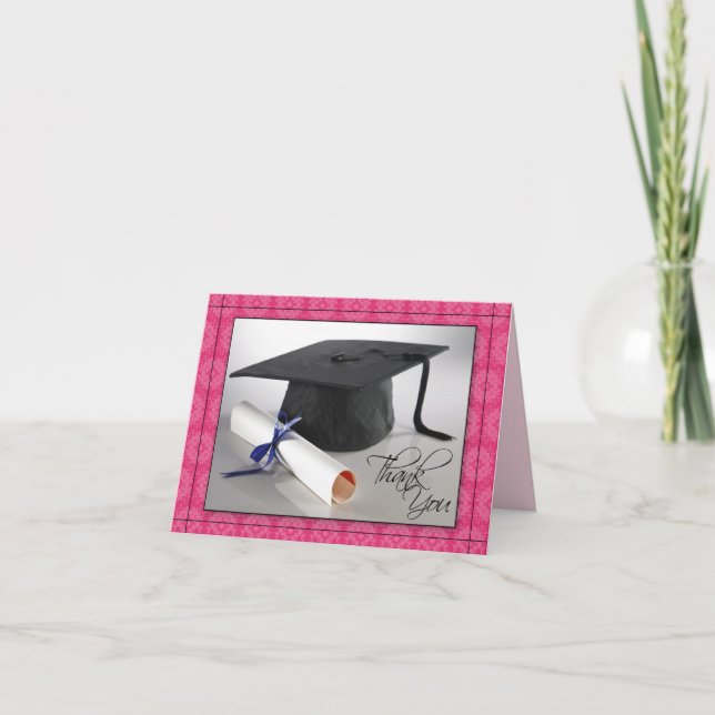 Customised Graduation Thank You Card (fuschia) (Front)