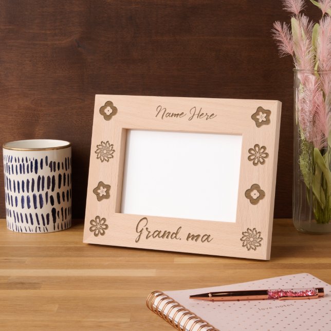 Customised Grandma on Cute and Elegant Floral Art Etched Frames (Left)