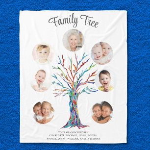 Customised Grandma Photo Family Tree Keepsake Fleece Blanket