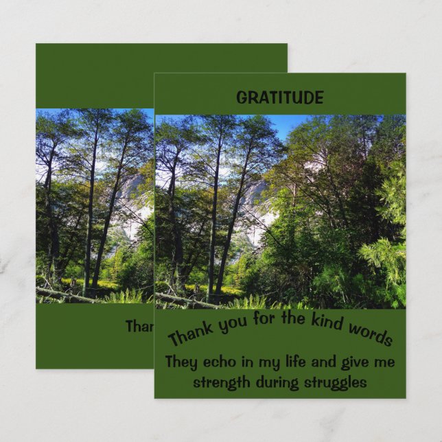 Customised Gratitude Quote Green Scenery Forest Thank You Card (Front/Back)
