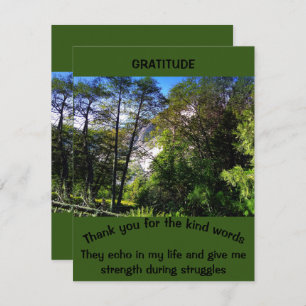 Customised Gratitude Quote Green Scenery Forest Thank You Card