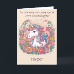 Customised Great Granddaughter Birthday Poem Card<br><div class="desc">Personalise your own greeting and even your poem for your great granddaughter. They are hard cards to find, but not here! Adorable unicorn with a floral wreath is perfect for your beloved little one. Personalise it using our Design Tool on the front, inside left, and inside right. Be sure to...</div>