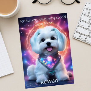 Customised Great Niece with Dog Birthday Poem Card