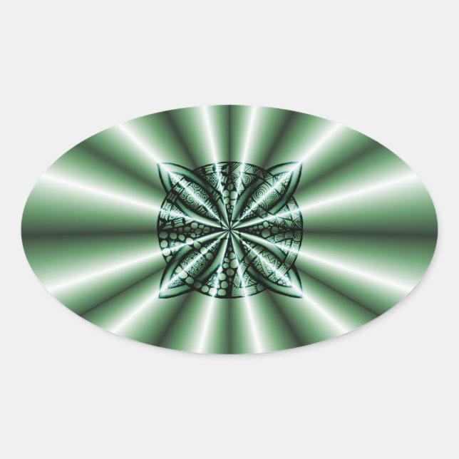 Customised Green Metallic Celtic Knot Oval Sticker (Front)